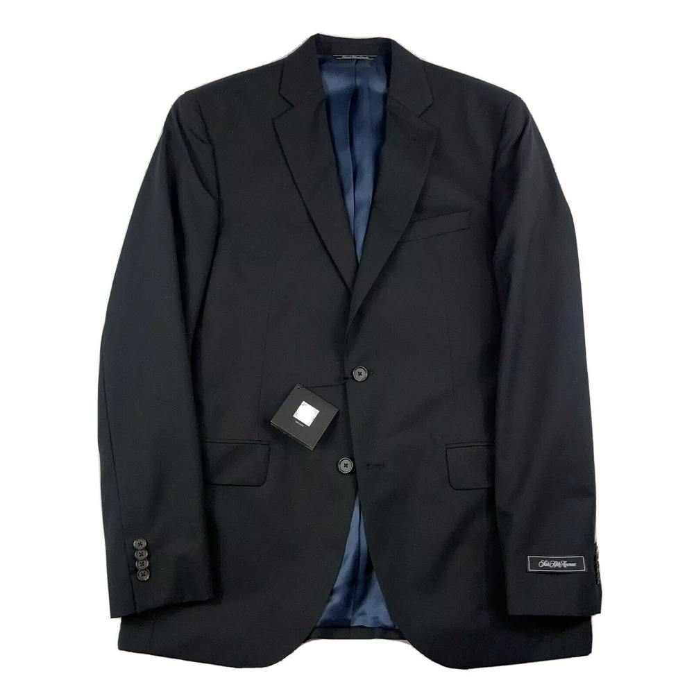 Saks Fifth Ave Black‎ Wool Mens Blazer Size 42L NWT